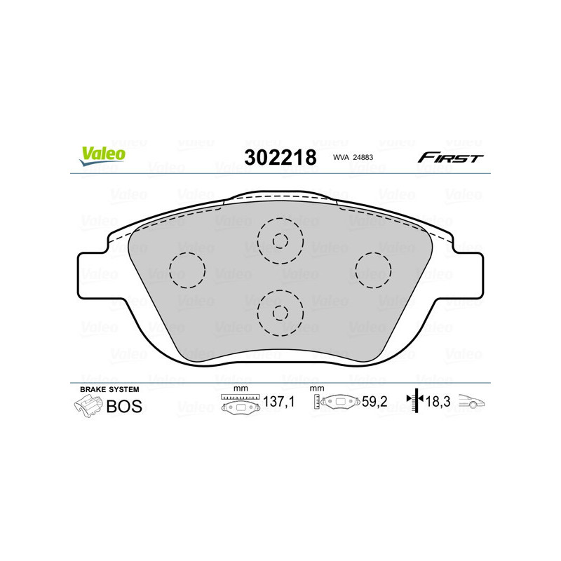 VALEO 302218 Klocki hamulcowe Przód dla
