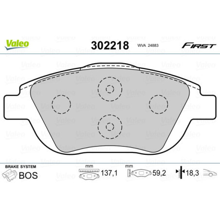 VALEO 302218 Pastiglie freno Anteriore per