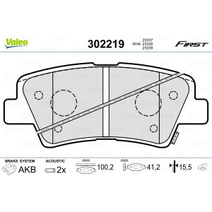 VALEO 302219 Bremsbeläge Hinten für