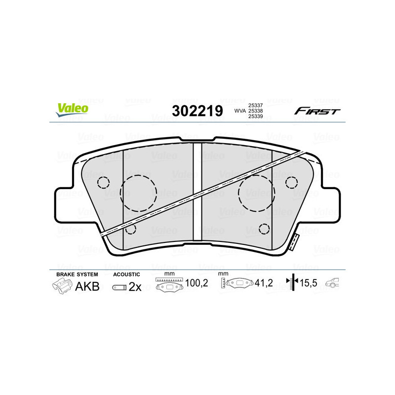 VALEO 302219 Brzdové platničky Zadné pre