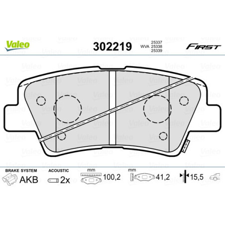 VALEO 302219 Pastillas de freno Trasero para