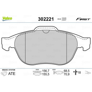 VALEO 302221 Pastillas de freno Delantero para