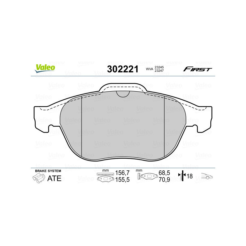 VALEO 302221 Pastillas de freno Delantero para