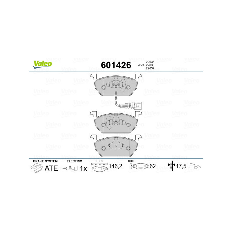 VALEO 601426 Pastiglie freno Anteriore per