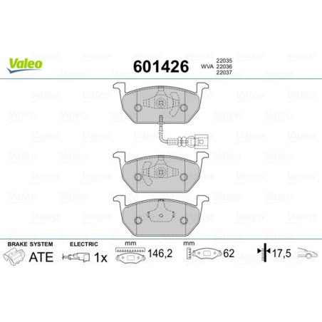 VALEO 601426 Pastillas de freno Delantero para