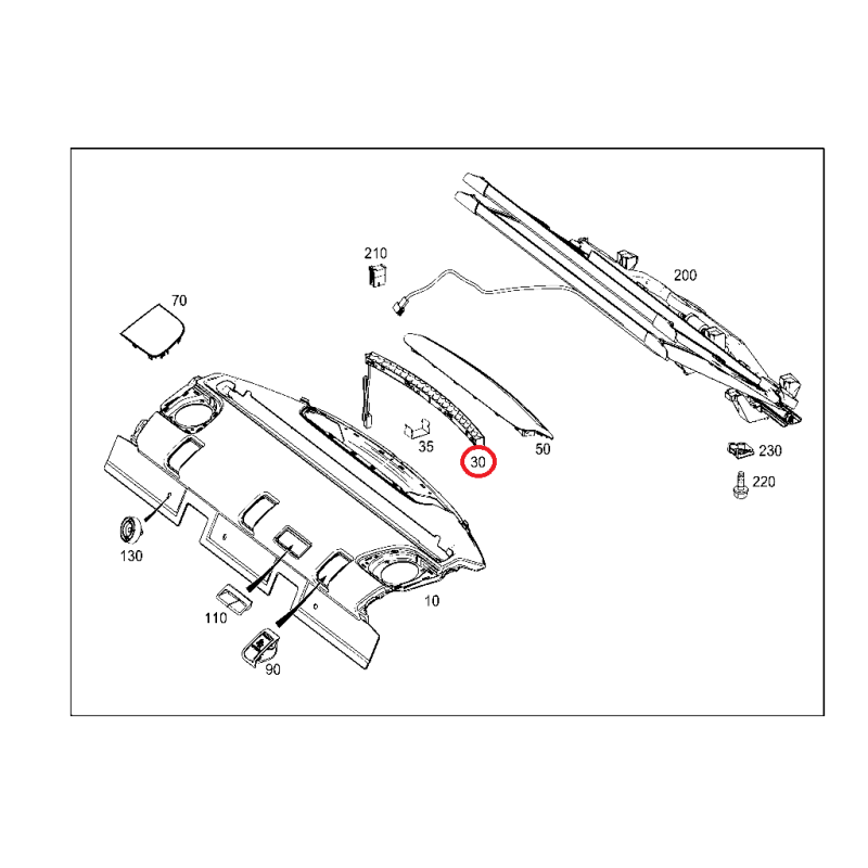 Tretie brzdové svetlo LED pre Mercedes C W205 C205 E C238 - MERCEDES-BENZ A0999067500