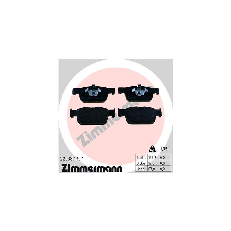 ZIMMERMANN 22098.170.1 Brake Pads Set Front for