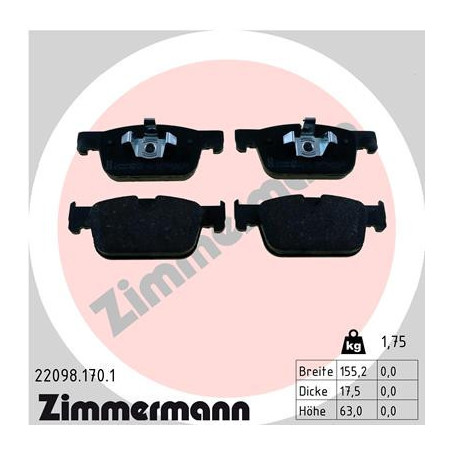 ZIMMERMANN 22098.170.1 Klocki hamulcowe Przód dla