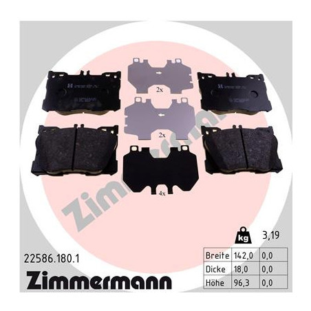 ZIMMERMANN 22586.180.1 Brzdové platničky Predné pre