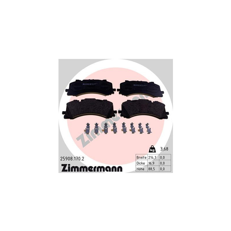 ZIMMERMANN 25908.170.2 Klocki hamulcowe Przód dla
