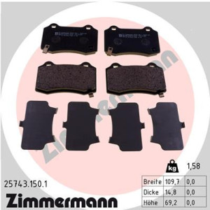 ZIMMERMANN 25743.150.1 Brake Pads Set Rear for