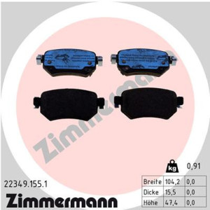 ZIMMERMANN 22349.155.1 Pastillas de freno Trasero para