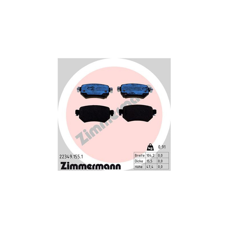 ZIMMERMANN 22349.155.1 Brzdové destičky Zadní pro