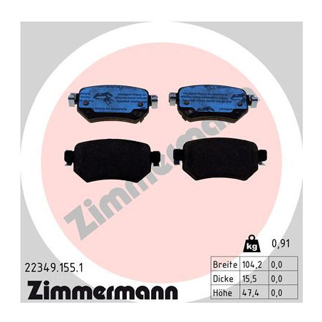 ZIMMERMANN 22349.155.1 Bremsbeläge Hinten für