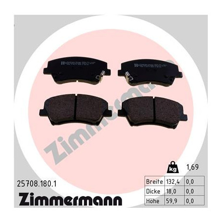 ZIMMERMANN 25708.180.1 Brzdové destičky Přední pro