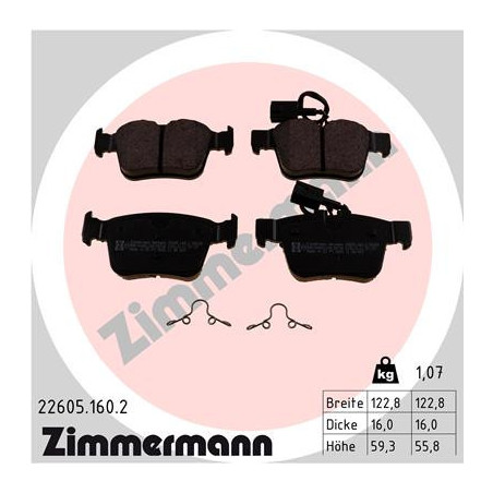 ZIMMERMANN 22605.160.2 Brake Pads Set Rear for