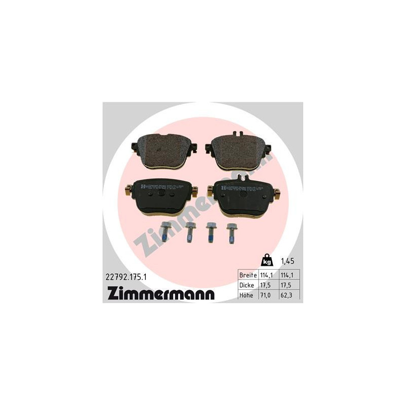 ZIMMERMANN 22792.175.1 Bremsbeläge Hinten für