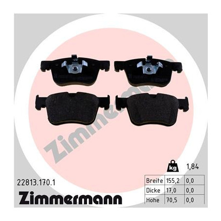 ZIMMERMANN 22813.170.1 Brzdové destičky Přední pro