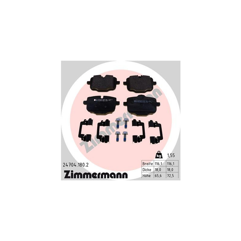 ZIMMERMANN 24704.180.2 Brake Pads Set Rear for