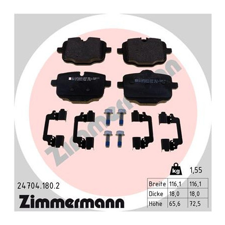 ZIMMERMANN 24704.180.2 Brzdové destičky Zadní pro