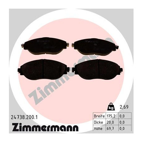 ZIMMERMANN 24738.200.1 Klocki hamulcowe Przód dla