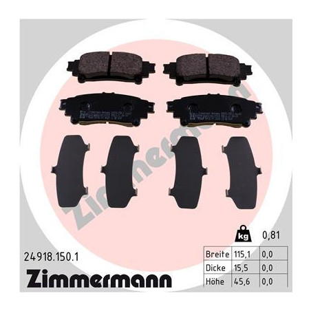 ZIMMERMANN 24918.150.1 Brake Pads Set Rear for
