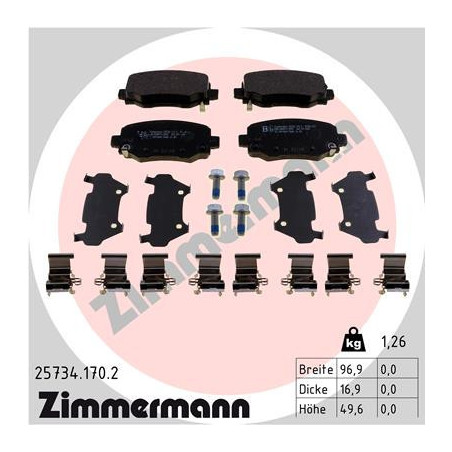 ZIMMERMANN 25734.170.2 Klocki hamulcowe Tył dla