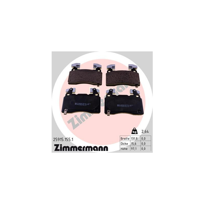 ZIMMERMANN 25915.155.1 Brzdové platničky Predné pre