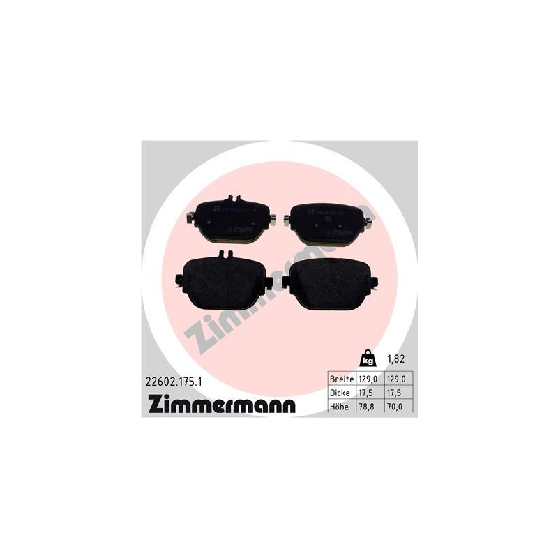 ZIMMERMANN 22602.175.1 Bremsbeläge Hinten für