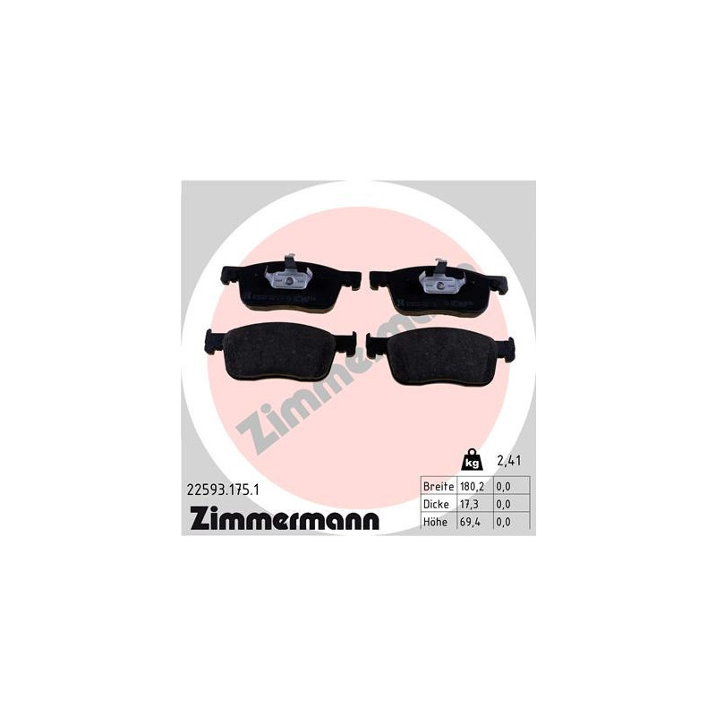 ZIMMERMANN 22593.175.1 Klocki hamulcowe Przód dla