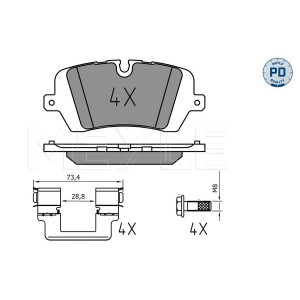 MEYLE 025 257 2016/PD Brake Pads Set Rear for Land Rover Defender Discovery