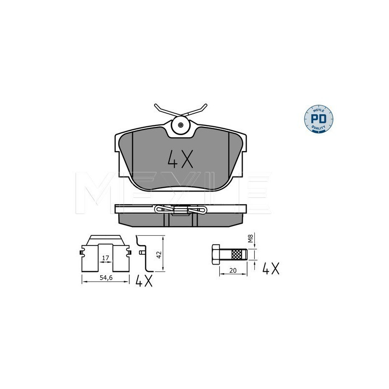 MEYLE 025 232 2417/PD Bremsbeläge Hinten für VW Transporter