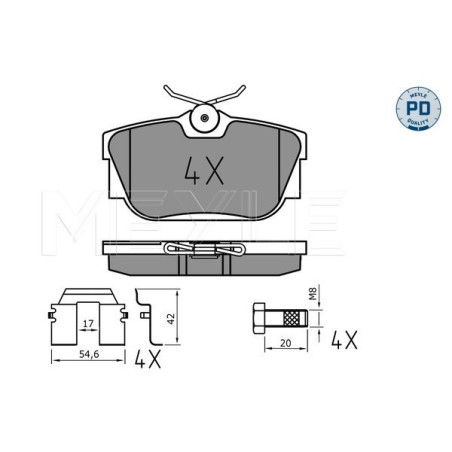 MEYLE 025 232 2417/PD Brzdové destičky zadní pro VW Transporter