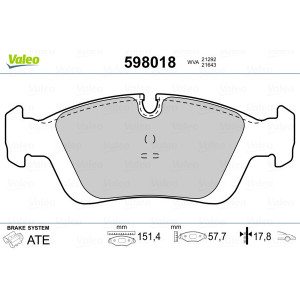 VALEO 598018 Pastiglie freno Anteriore per