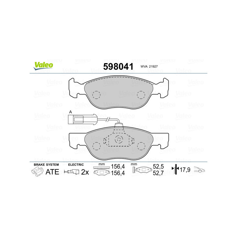 VALEO 598041 Brzdové destičky Přední pro