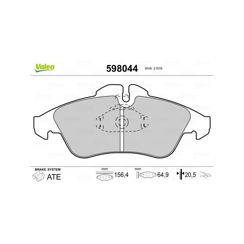VALEO 598044 Brzdové destičky Přední pro