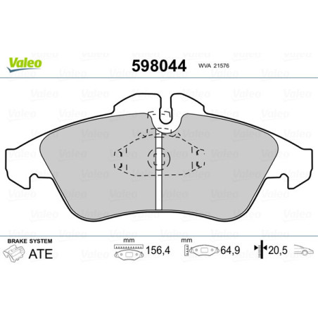 VALEO 598044 Klocki hamulcowe Przód dla