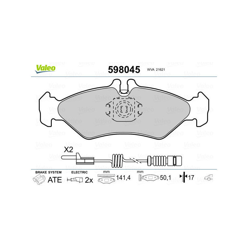 VALEO 598045 Pastiglie freno Posteriore per