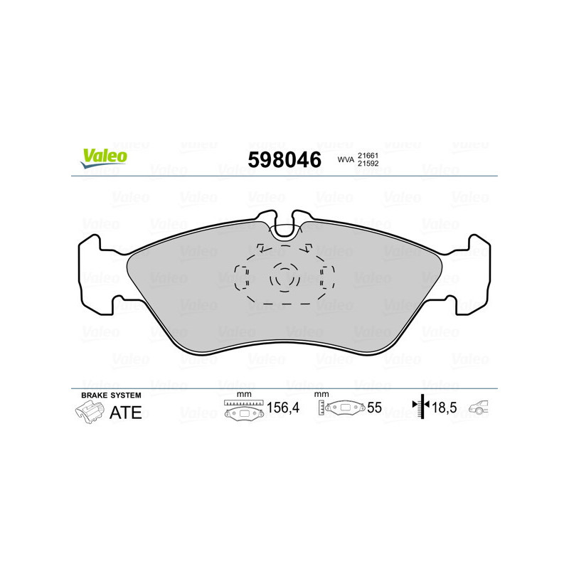 VALEO 598046 Pastillas de freno Trasero para
