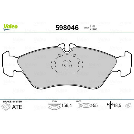 VALEO 598046 Pastillas de freno Trasero para