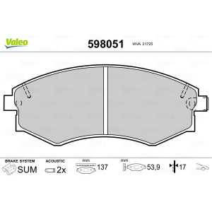 VALEO 598051 Brzdové platničky Predné pre