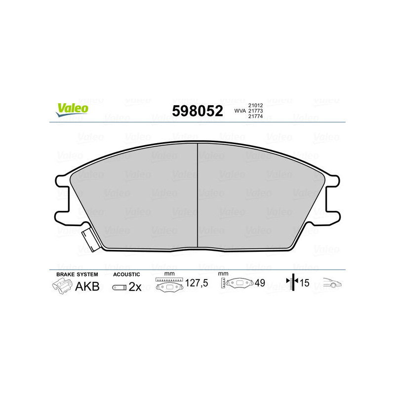 VALEO 598052 Pastiglie freno Anteriore per