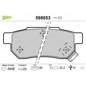 VALEO 598053 Klocki hamulcowe Tył dla