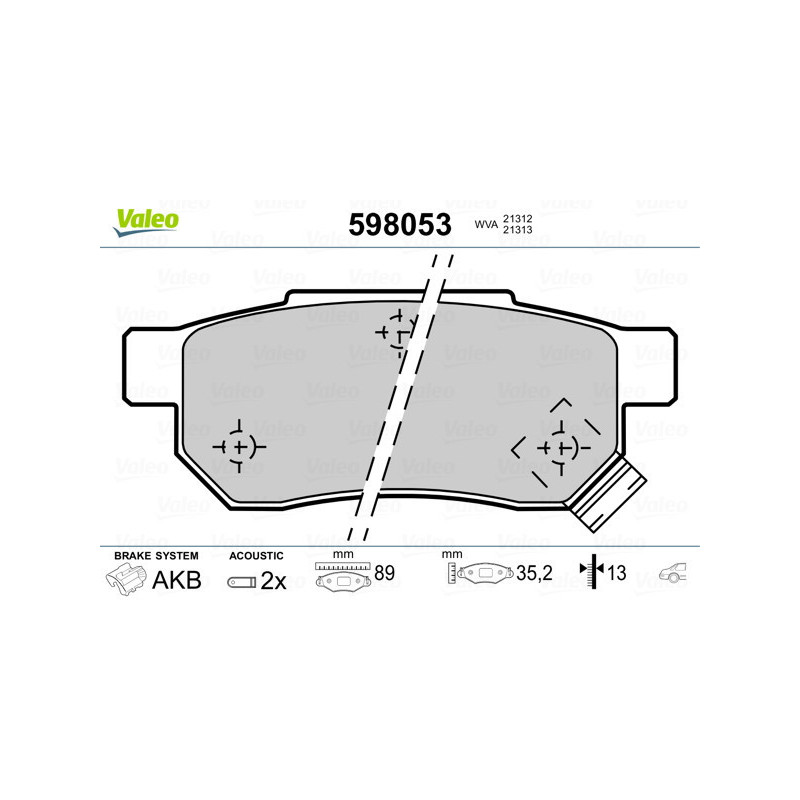 VALEO 598053 Brzdové platničky Zadné pre