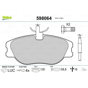 VALEO 598064 Klocki hamulcowe Przód dla