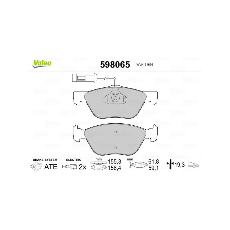 VALEO 598065 Klocki hamulcowe Przód dla