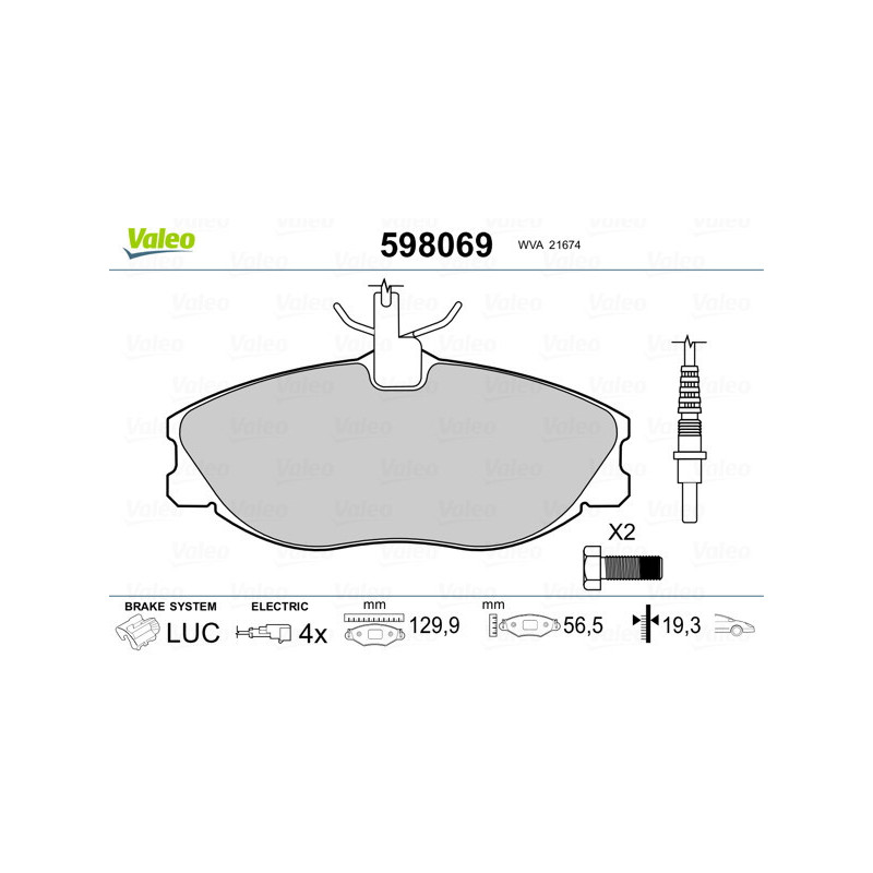 VALEO 598069 Klocki hamulcowe Przód dla