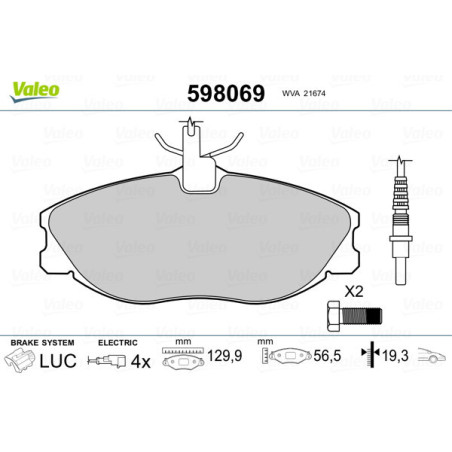 VALEO 598069 Pastiglie freno Anteriore per