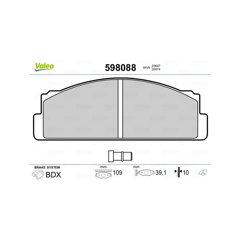 VALEO 598088 Brzdové platničky Zadné pre
