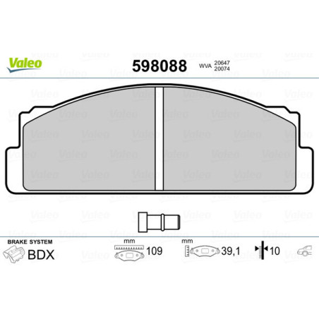 VALEO 598088 Plaquettes de frein Arrière pour